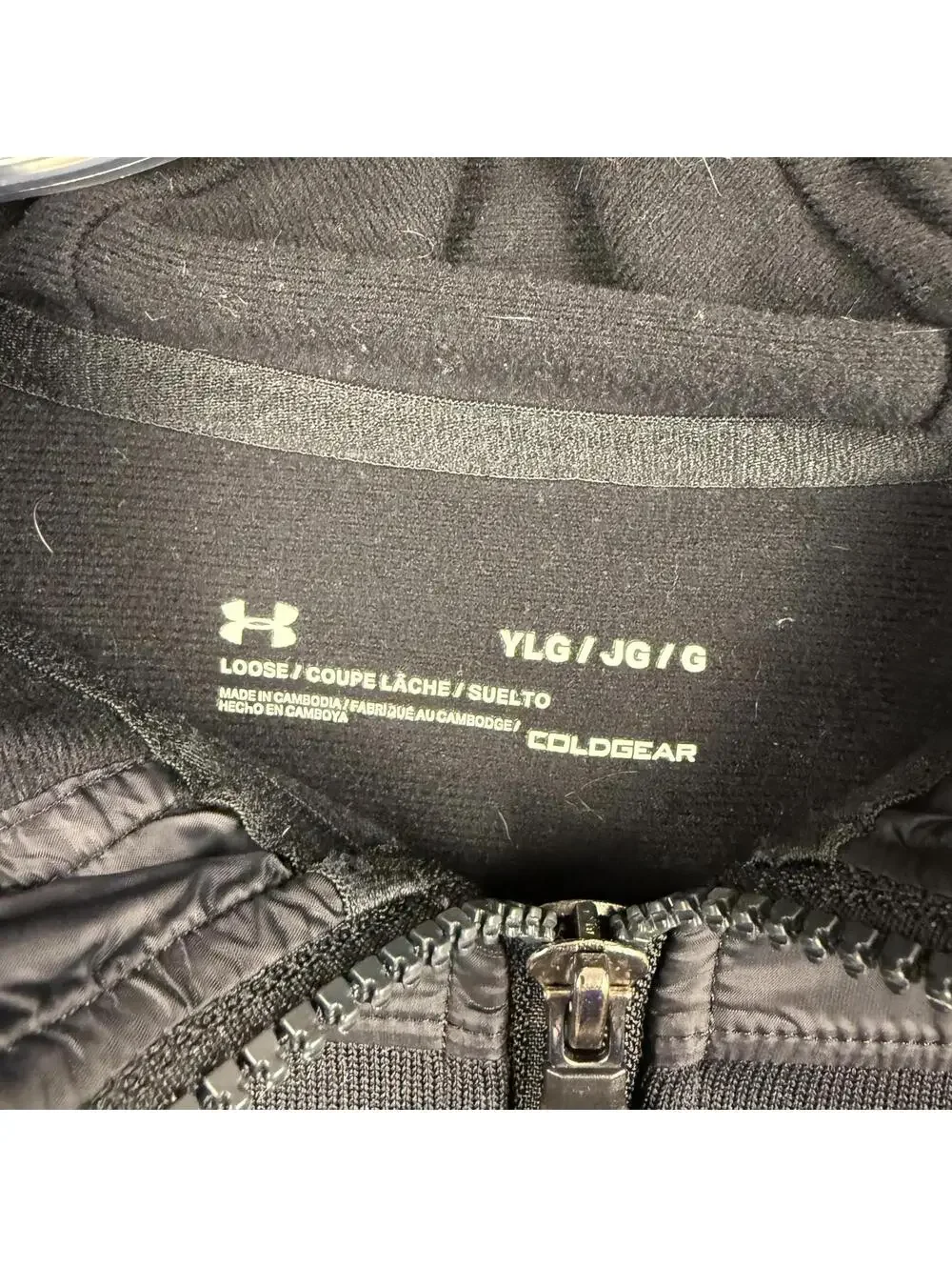 Under Armour ColdGear Full Zip Hoodie Fleece Zip Pockets Black Girl’s Large 003